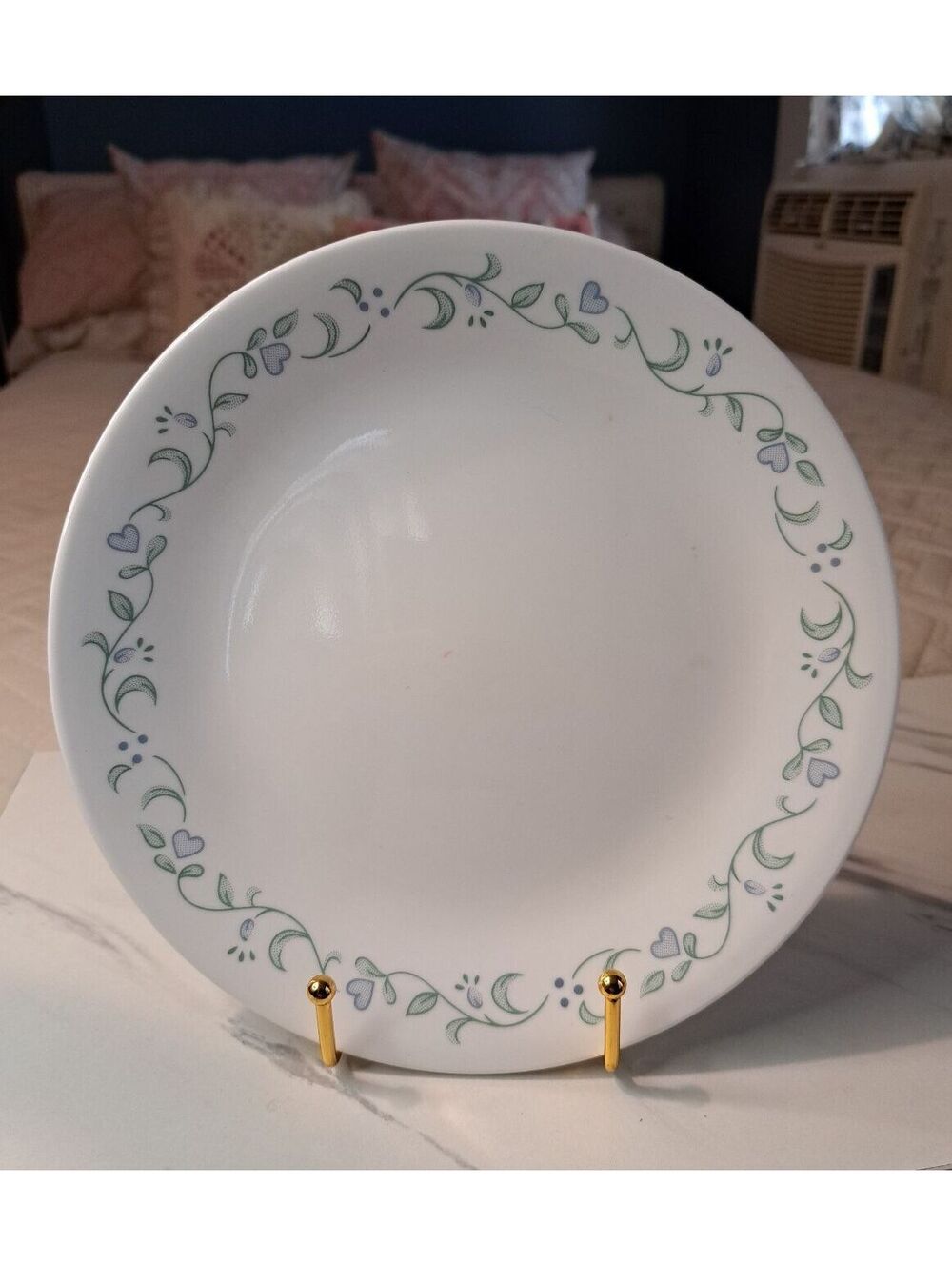 Vintage Corelle Livingware Floral Vine Country Cottage Glass Salad Plate 8.5"